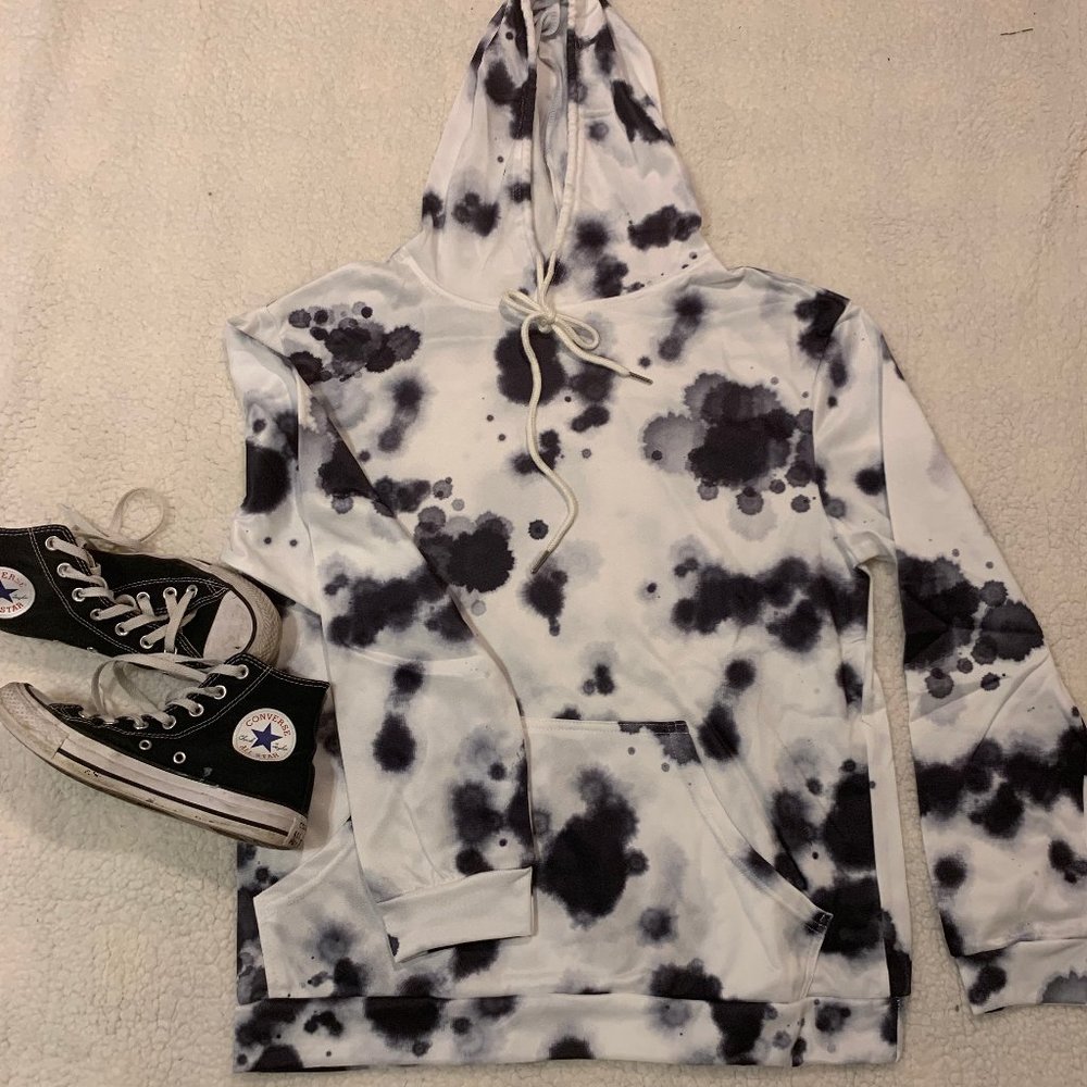 Black and White Tie-Dye Hoodie